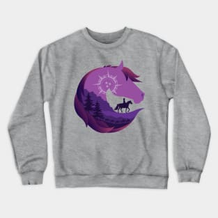 Horse Head Trail Riding Silhouette • Purple Crewneck Sweatshirt